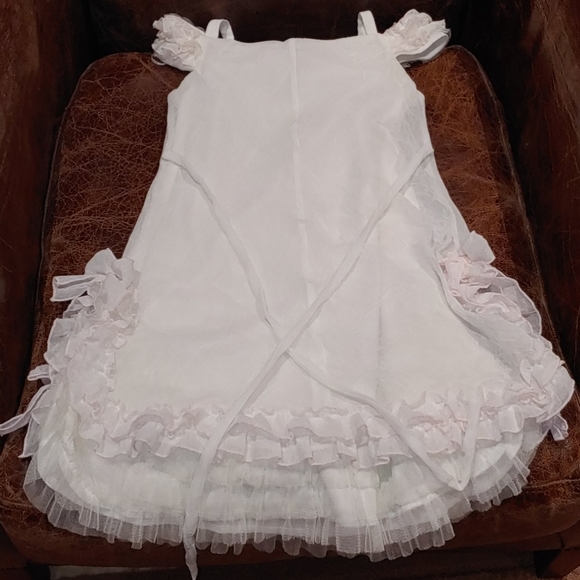 NWOT White Chiffon Pink Detail Sleeveless Dress - Picture 5 of 8